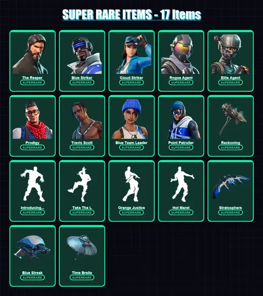[PC/XBOX] | The Reaper | Blue Striker | Cloud Striker | Rogue Agent | Elite Agent | 102 skin | 124 pickaxe | 103 emote | 117 glider | Lv1909