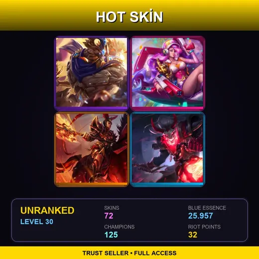 BR | Victorious Maokai | Arcade Miss Fortune | Blood Moon Thresh | Warring Kingdoms Jarvan IV | 72 Skin | 125 Champ | Lv30 — Groovy Zilean