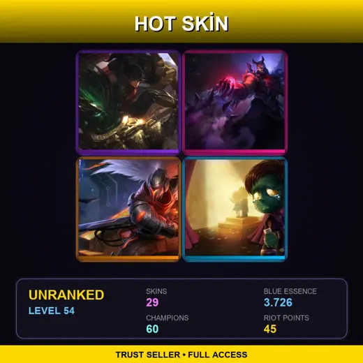 LAN | Blood Moon Shen | PROJECT: Yasuo | Almost-Prom King Amumu | Viking Tryndamere | 29 Skin | 60 Champ | Lv54