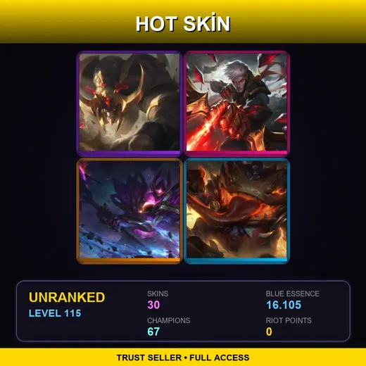 LAN | Conqueror Alistar | Conqueror Varus | Dark Star Mordekaiser | High Noon Tahm Kench | 30 Skin | 67 Champ | Lv115 — Karthus Lightsbane
