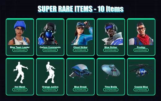 [PS4/PS5/XBOX/PC] | Blue Team Leader | Carbon Commando | Cloud Striker | Blue Striker | Prodigy | 15 skin | 31 pickaxe | 43 emote | 40 glider | Lv80