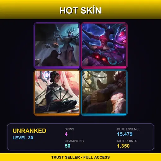 EUNE | Judgment Kayle | Void Fizz | Traditional Karma | Traditional Trundle | 4 Skin | 50 Champ | Lv30