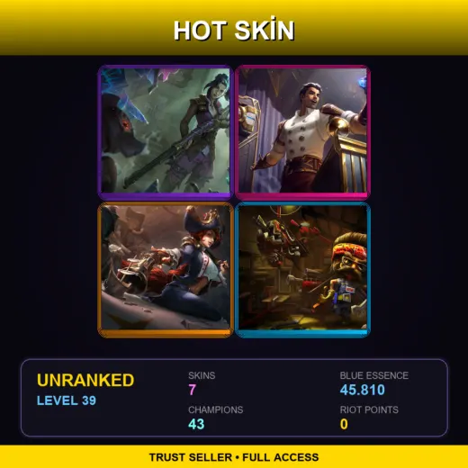 EUNE | Arcane Enforcer Caitlyn | Arcane Inventor Jayce | Waterloo Miss Fortune | Piltover Customs Heimerdinger | 7 Skin | 43 Champ | Lv39