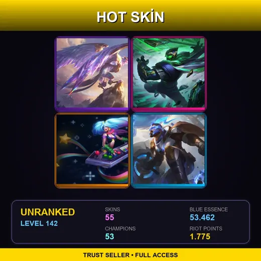 EUNE | Victorious Anivia | Conqueror Jax | Cosmic Huntress Nidalee | Star Guardian Akali | 55 Skin | 53 Champ | Lv142 — Arcana Hecarim