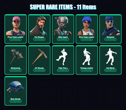[PC/XBOX/PSN] | Rose Team Leader | The Reaper | Elite Agent | Blue Team Leader | Warpaint | 72 skin | 53 pickaxe | 64 emote | 59 glider | Lv777
