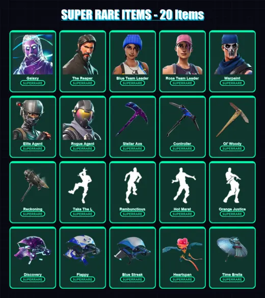 [PC/XBOX/PSN] | Galaxy | The Reaper | Blue Team Leader | Rose Team Leader | Warpaint | 64 skin | 60 pickaxe | 75 emote | 67 glider | Lv1154