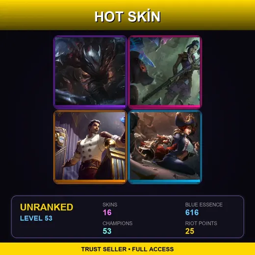 RU | Blood Moon Talon | Arcane Enforcer Caitlyn | Arcane Inventor Jayce | Waterloo Miss Fortune | 16 Skin | 53 Champ | Lv53