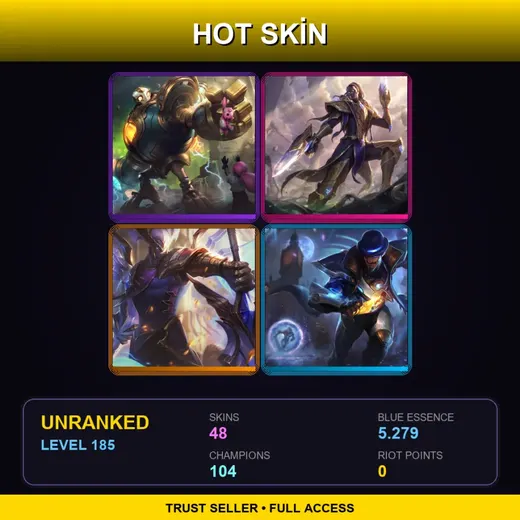 EUW | Victorious Blitzcrank | Victorious Lucian | Victorious Aatrox | High Noon Twisted Fate | 48 Skin | 104 Champ | Lv185