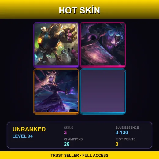 EUW | Victorious Blitzcrank | Dark Star Shaco | Dark Cosmic Lux | 3 Skin | 26 Champ | Lv34