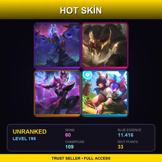 LAS | Conqueror Alistar | Challenger Ahri | Blood Moon Zed | Star Guardian Kai'Sa | 60 Skin | 109 Champ | Lv195