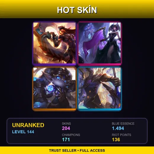 SG | Victorious Sivir | Victorious Morgana | Hextech Poppy | Victorious Aatrox | 204 Skin | 171 Champ | Lv144 — Empyrean Jax