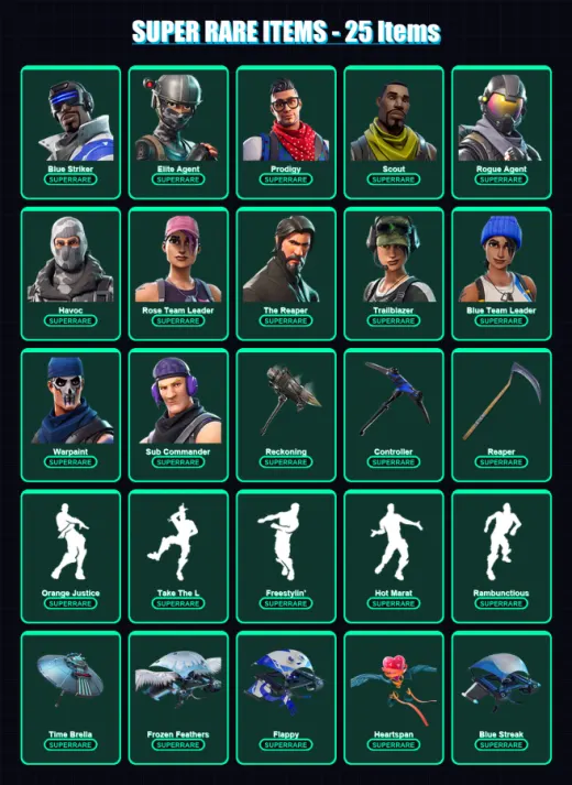 [PS4/PS5/XBOX/PC] | Blue Striker | Elite Agent | Prodigy | Scout | Rogue Agent | 125 skin | 58 pickaxe | 67 emote | 62 glider | Lv689