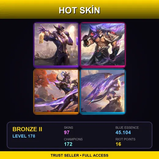 SG | Victorious Twisted Fate | Victorious Tryndamere | Victorious Master Yi | Victorious Anivia | 97 Skin | 172 Champ | Bronze II | Lv178