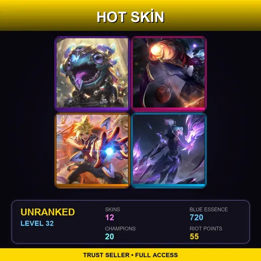 EUW | Victorious Kog'Maw | Dark Star Varus | Battle Academia Ezreal | Dragonmancer Vayne | 12 Skin | 20 Champ | Lv32