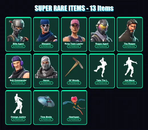 [PC] | Elite Agent | Warpaint | Rose Team Leader | Rogue Agent | The Reaper | 98 skin | 104 pickaxe | 83 emote | 97 glider | Lv1185