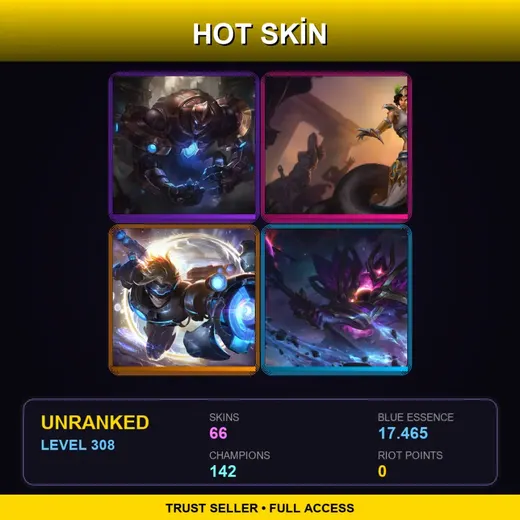 LAN | Hextech Galio | Mythic Cassiopeia | Spirit Blossom Evelynn | Dark Star Mordekaiser | 66 Skin | 142 Champ | Lv308
