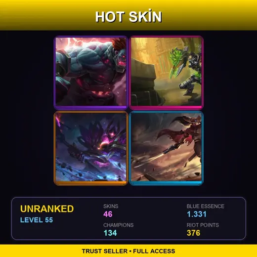 EUW | Hextech Sion | Hextech Singed | Dark Star Mordekaiser | High Noon Yasuo | 46 Skin | 134 Champ | Lv55