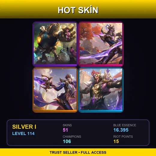 BR | Victorious Blitzcrank | Victorious Master Yi | Victorious Fiora | Victorious Draven | 51 Skin | 106 Champ | Silver I | Lv114