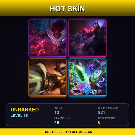 LAS | Blood Moon Kennen | Blood Moon Shen | Firefighter Tristana | Battle Boss Blitzcrank | 13 Skin | 46 Champ | Lv85 — Firefighter Tristana