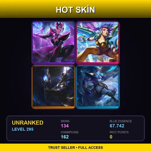 VN | Challenger Ahri | Cosmic Defender Xin Zhao | Cosmic Charger Hecarim | Spirit Blossom Kindred | 134 Skin | 162 Champ | Lv295 — Huntress Sivir