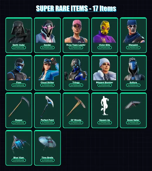 [PC/XBOX/PSN] | Darth Vader | Xander | Rose Team Leader | Victor Elite | Warpaint | 406 skin | 390 pickaxe | 405 emote | 257 glider | Lv5813