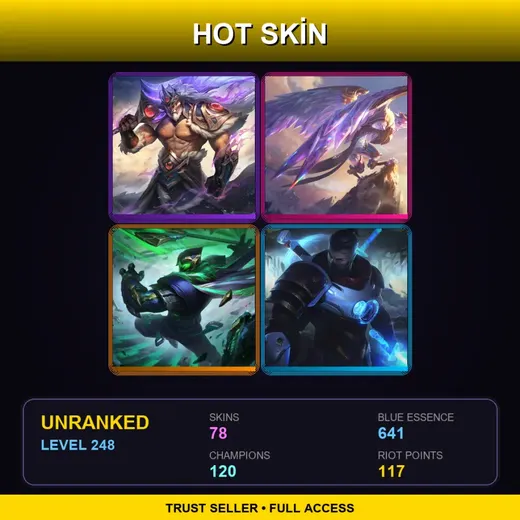 LAN | Victorious Tryndamere | Victorious Anivia | Conqueror Jax | Cosmic Devourer Vladimir | 78 Skin | 120 Champ | Lv248 — Dwg Twisted Fate