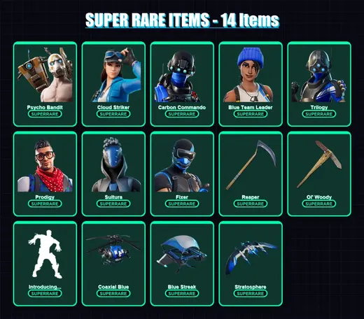 [PS4/PS5/PC] | Psycho Bandit | Cloud Striker | Carbon Commando | Blue Team Leader | Trilogy | 120 skin | 195 pickaxe | 111 emote | 147 glider | Lv18