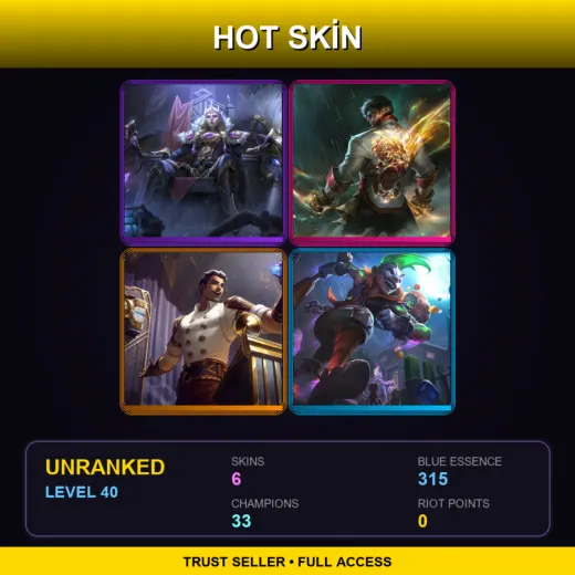 TR | Victorious Sejuani | Dragon Fist Lee Sin | Arcane Inventor Jayce | Trick or Treat Ekko | 6 Skin | 33 Champ | Lv40