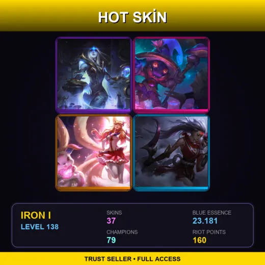 EUNE | Cosmic Queen Ashe | Elderwood Veigar | Star Guardian Ahri | Blood Moon Diana | 37 Skin | 79 Champ | Iron I | Lv138