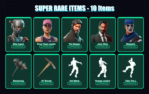 [PC/XBOX/PSN] | Elite Agent | Rose Team Leader | The Reaper | John Wick | Warpaint | 111 skin | 80 pickaxe | 98 emote | 76 glider | Lv1162