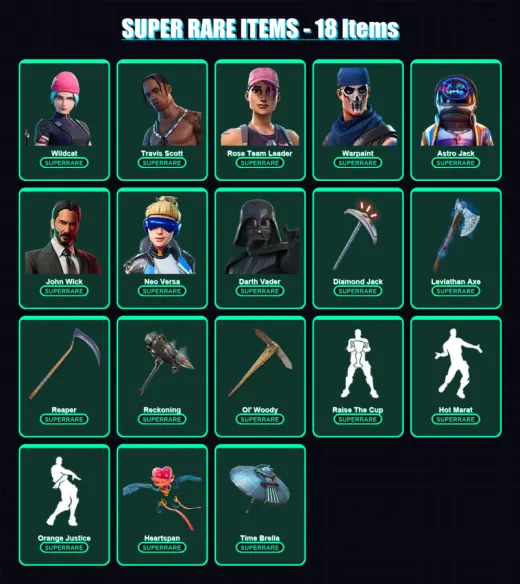 [PC] | Renegade Raider | Wildcat | Travis Scott | Rose Team Leader | Warpaint | 577 skin | 540 pickaxe | 414 emote | 343 glider | Lv5394