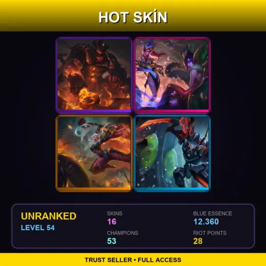 EUW | High Noon Darius | Lunar Wraith Morgana | Dragonblade Riven | Mecha Kha'Zix | 16 Skin | 53 Champ | Lv54