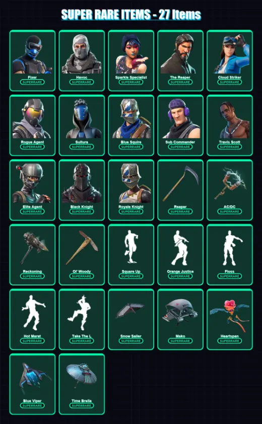 [PC/XBOX/PSN] | Fixer | Havoc | Sparkle Specialist | The Reaper | Cloud Striker | 92 skin | 80 pickaxe | 76 emote | 74 glider | Lv1065