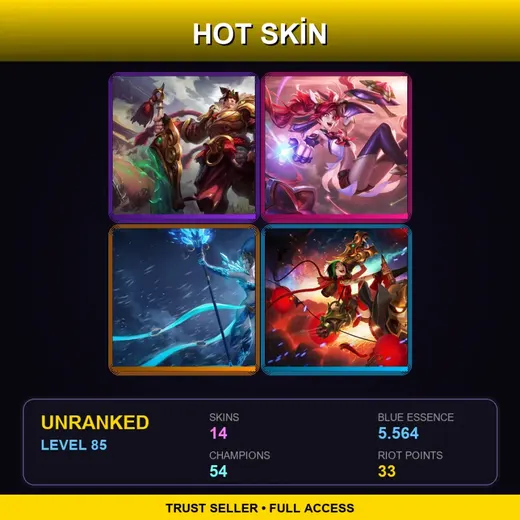 VN | Star Guardian Jinx | Warring Kingdoms Garen | Frost Queen Janna | Firecracker Jinx | 14 Skin | 54 Champ | Lv85