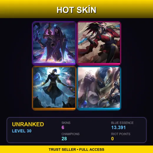 TR | Dark Cosmic Jhin | Blood Moon Akali | Odyssey Kayn | Warden Sivir | 6 Skin | 28 Champ | Lv30