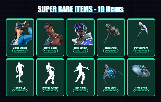 [PS4/PS5/XBOX/PC] | Cloud Striker | Travis Scott | Blue Striker | Blackheart | Lynx | 85 skin | 119 pickaxe | 100 emote | 114 glider | Lv1930