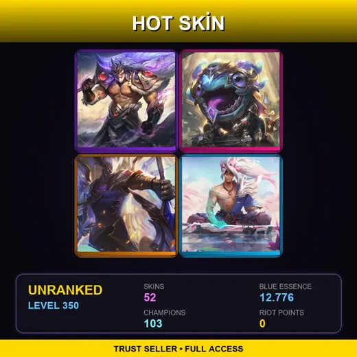 LAN | Victorious Tryndamere | Victorious Kog'Maw | Victorious Aatrox | Spirit Blossom Yasuo | 52 Skin | 103 Champ | Lv350