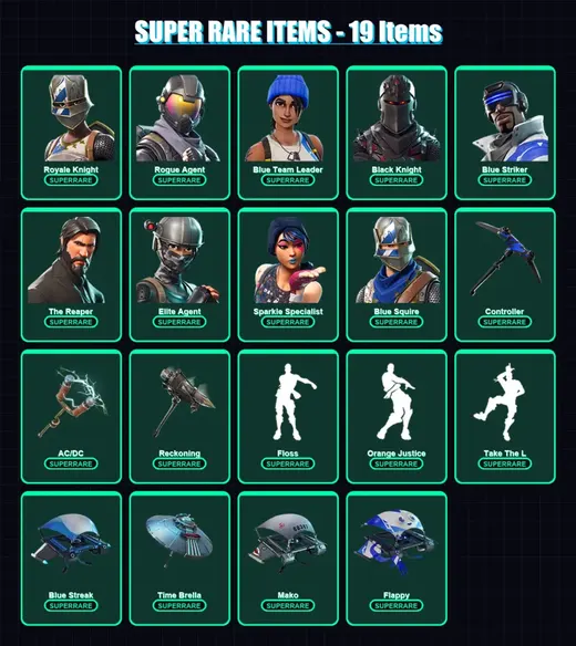 [PS4/PS5/PC] | Royale Knight | Rogue Agent | Blue Team Leader | Black Knight | Blue Striker | 46 skin | 48 pickaxe | 68 emote | 47 glider | Lv724