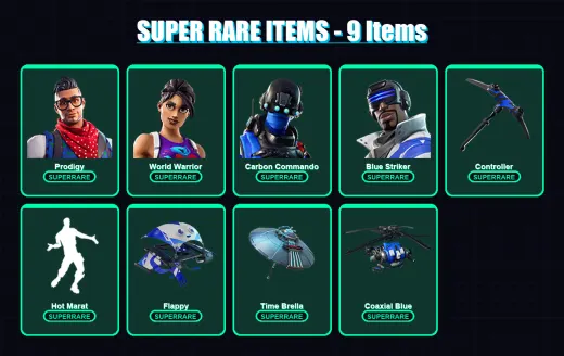 [PC/XBOX] | Prodigy | World Warrior | Carbon Commando | Blue Striker | Inferno | 78 skin | 106 pickaxe | 112 emote | 111 glider | Lv1623