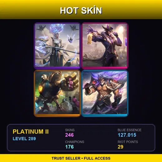 SG | Prestige Cyber Halo Janna | Victorious Twisted Fate | Victorious Blitzcrank | Victorious Tryndamere | 246 Skin | 176 Champ | Platinum II | Lv289