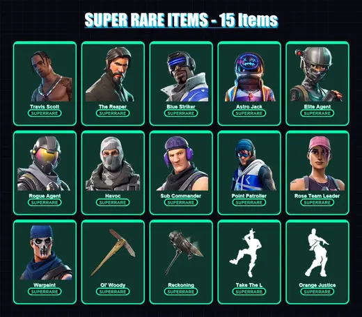 [PS4/PS5/XBOX/PC] | Travis Scott | The Reaper | Blue Striker | Astro Jack | Elite Agent | 138 skin | 108 pickaxe | 83 emote | 87 glider | Lv839