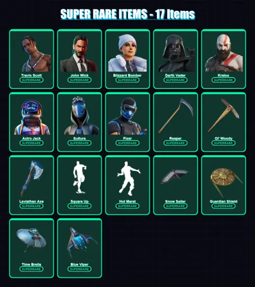 [PC/XBOX] | Travis Scott | John Wick | Blizzard Bomber | Darth Vader | Kratos | 531 skin | 437 pickaxe | 396 emote | 253 glider | Lv3977