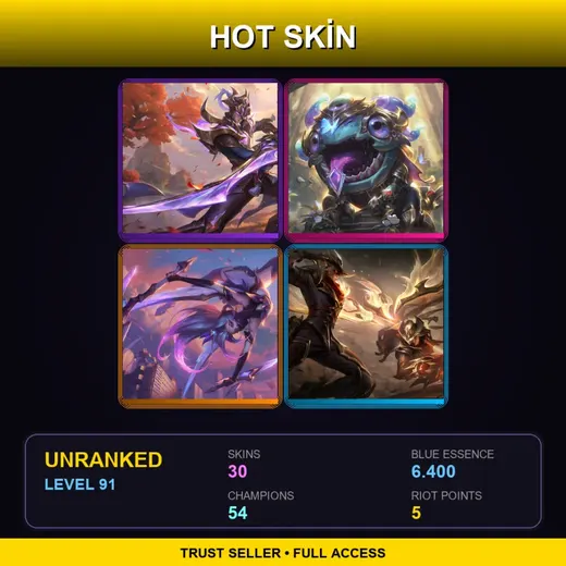 LAS | Victorious Master Yi | Victorious Kog'Maw | Star Guardian Akali | High Noon Talon | 30 Skin | 54 Champ | Lv91