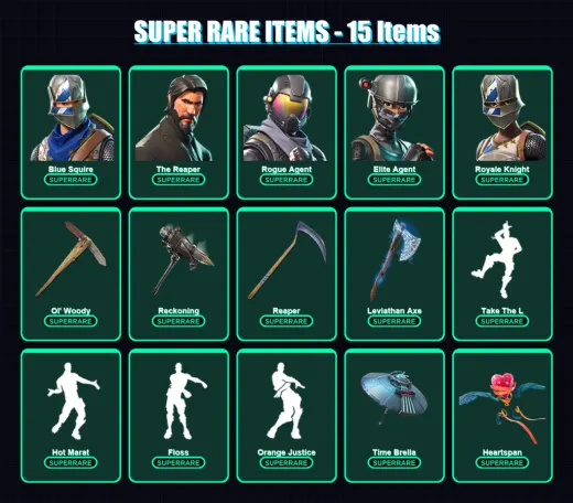 [PC/PSN] | Blue Squire | The Reaper | Rogue Agent | Elite Agent | Royale Knight | 392 skin | 296 pickaxe | 233 emote | 210 glider | Lv3025