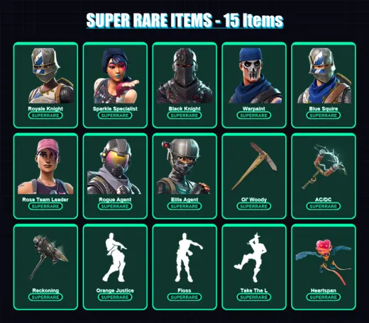 [PC/XBOX/PSN] | Royale Knight | Sparkle Specialist | Black Knight | Warpaint | Blue Squire | 50 skin | 38 pickaxe | 52 emote | 47 glider | Lv563