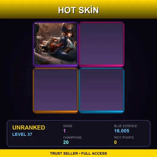 EUW | Waterloo Miss Fortune | 1 Skin | 20 Champ | Lv37