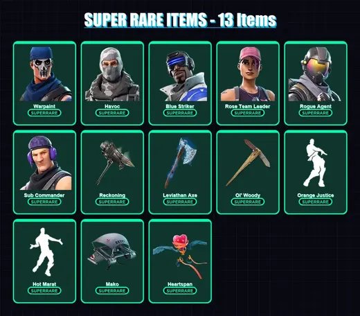[PC/XBOX/PSN] | Warpaint | Havoc | Blue Striker | Rose Team Leader | Rogue Agent | 176 skin | 107 pickaxe | 154 emote | 93 glider | Lv1487