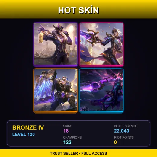 LAN | Victorious Twisted Fate | Victorious Fiora | Victorious Braum | Dark Cosmic Diana | 18 Skin | 122 Champ | Bronze IV | Lv120