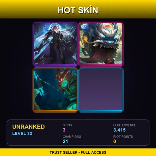 LAS | Lunar Eclipse Leona | Shan Hai Scrolls Tahm Kench | Deep Terror Thresh | 3 Skin | 21 Champ | Lv33