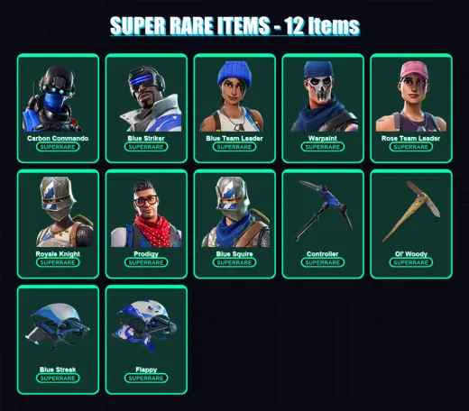 [PS4/PS5/XBOX/PC] | Carbon Commando | Blue Striker | Blue Team Leader | Warpaint | Rose Team Leader | 9 skin | 6 pickaxe | 9 emote | 12 glider | Lv1